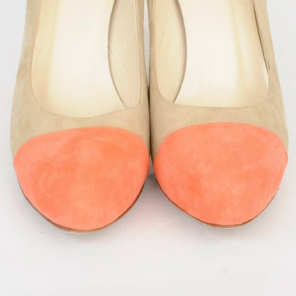 Bettye Muller x Simply Soles Beige Suede Melon Cap Toe High Heel Women 8.5 Italy - Picture 6 of 12